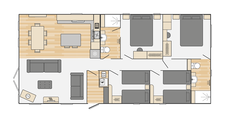 Edmonton Lodge (Scandi) 43' x 20' 4 Bedroom floorplan