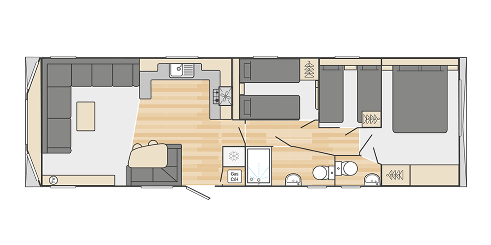 Atlantique 38' x 12' 3 Bedroom floorplan