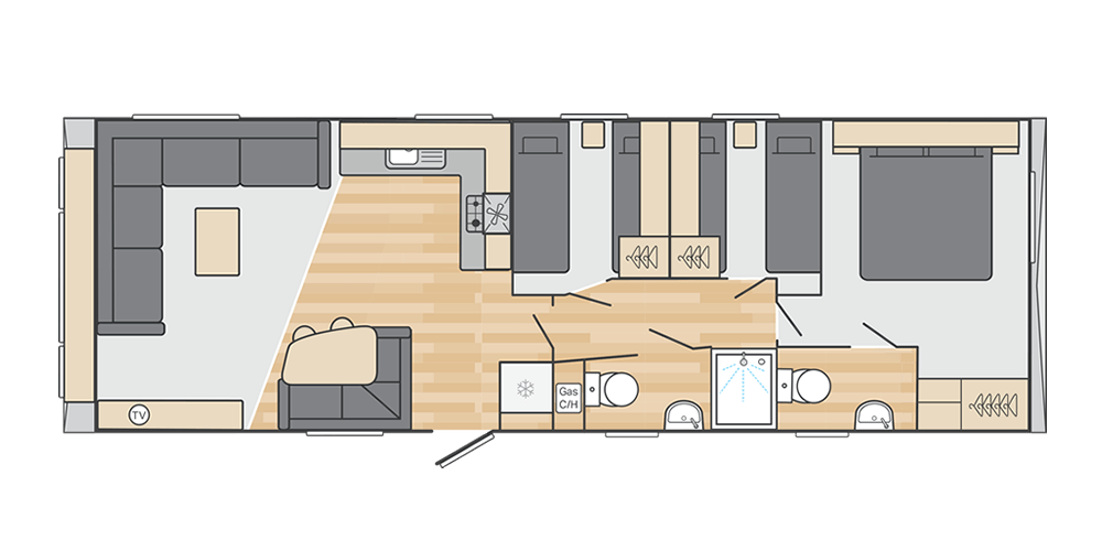 Loire 36' x 12' 3 Bedroom floorplan