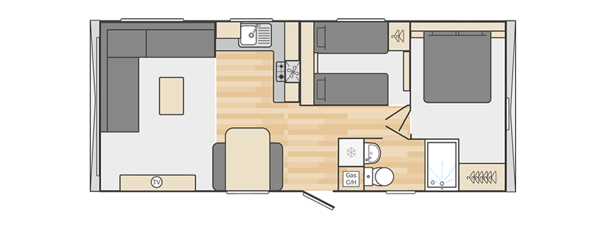 Royan 28' x 12' 2 Bedroom floorplan