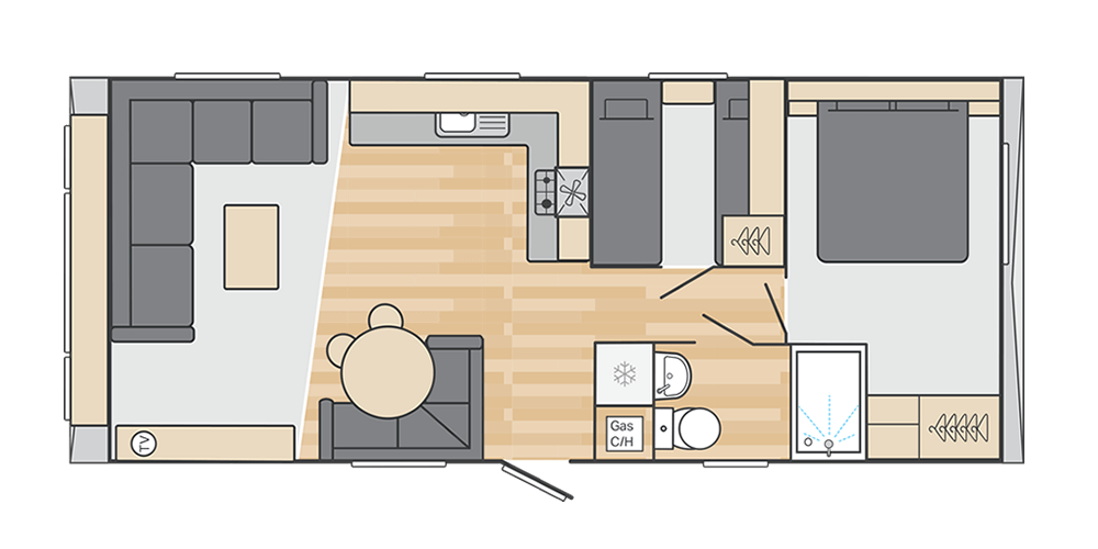 Loire 28' x 12' 2 Bedroom floorplan