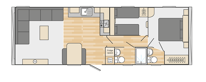 Royan 35' x 12' 2 Bedroom floorplan