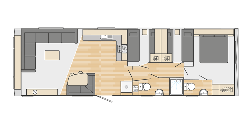 Loire 38' x 12' 3 Bedroom floorplan