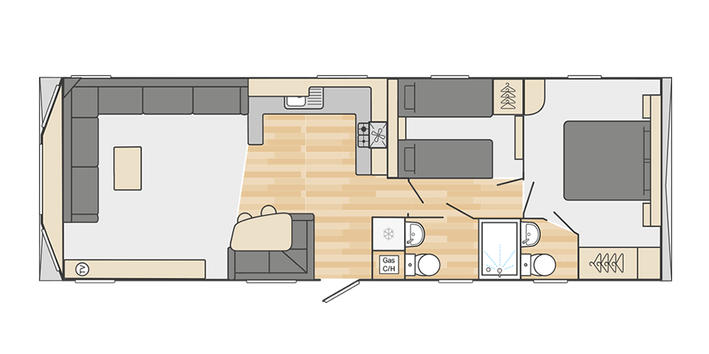 Atlantique 35' x 12' 2 Bedroom floorplan