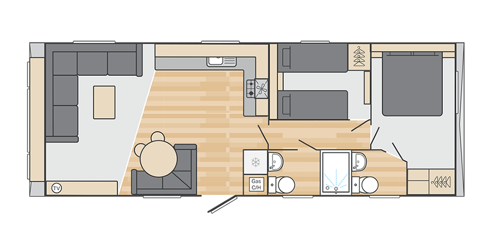 Loire 32' x 12' 2 Bedroom floorplan