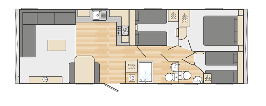 Royan 35' x 12' 3 Bedroom floorplan