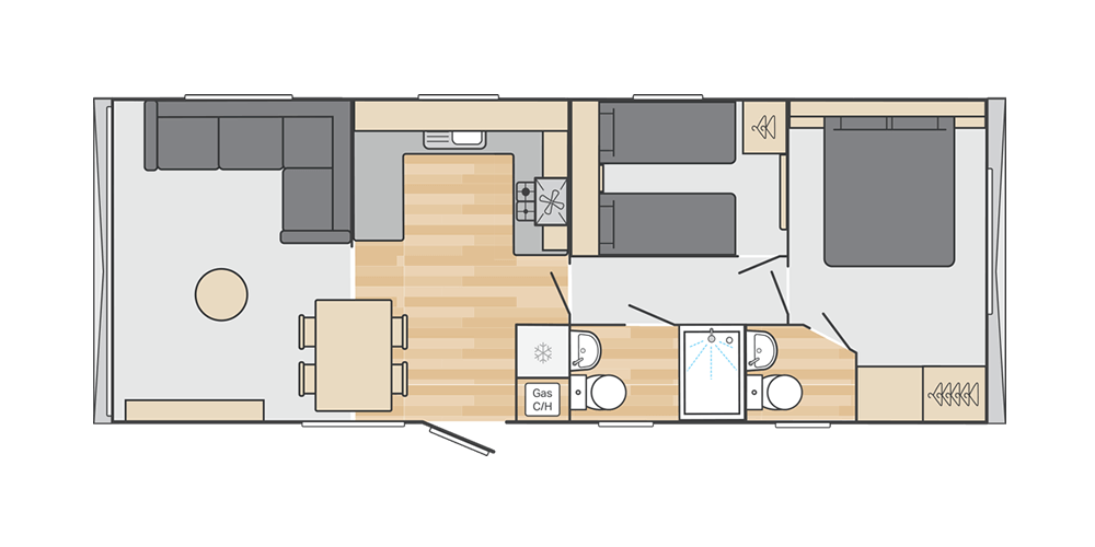 Ardennes 32' x 12' 2 Bedroom floorplan