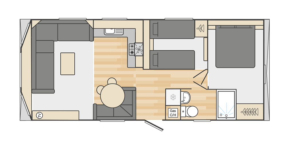 Atlantique 28' x 12' 2 Bedroom floorplan