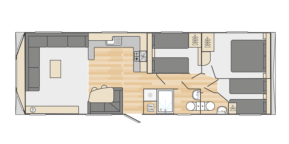 Atlantique 35' x 12' 3 Bedroom floorplan