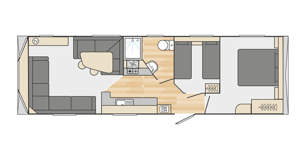 Atlantique 32' x 10' 2 Bedroom floorplan